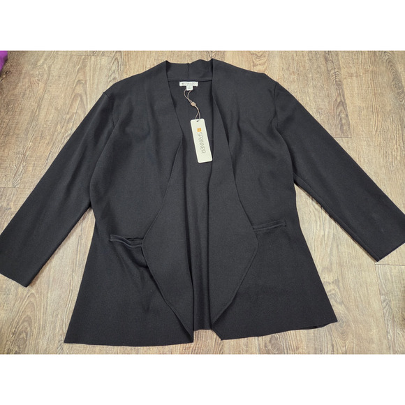 Spanner NWT Solid Black Stretch Cardigan Sweater & Matching Tank Blouse Set M - Picture 1 of 5